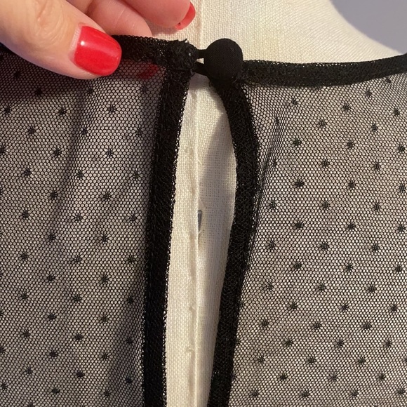 NWOT WHBM Floral print / mesh dot / blouse tiered bell sleeves stretch Small - Picture 10 of 12